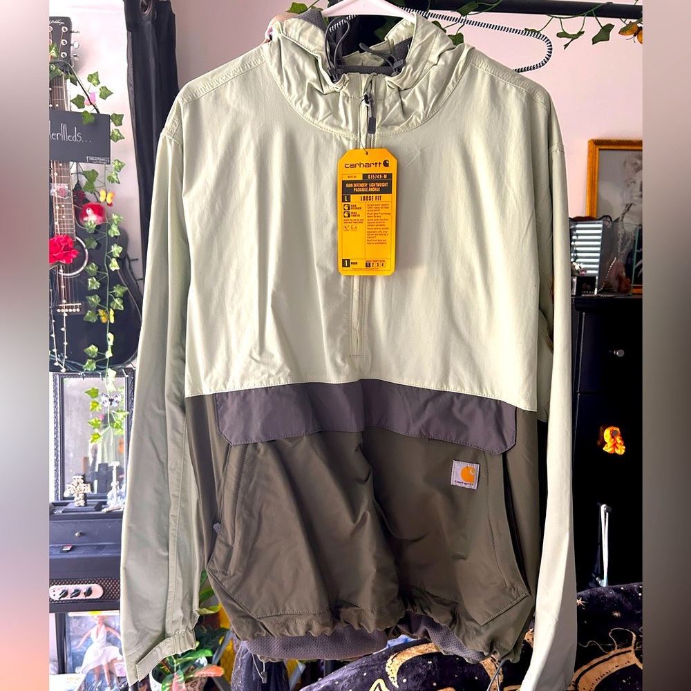 Men’s Carhartt Rain Defender Pullover Jacket - green/gray